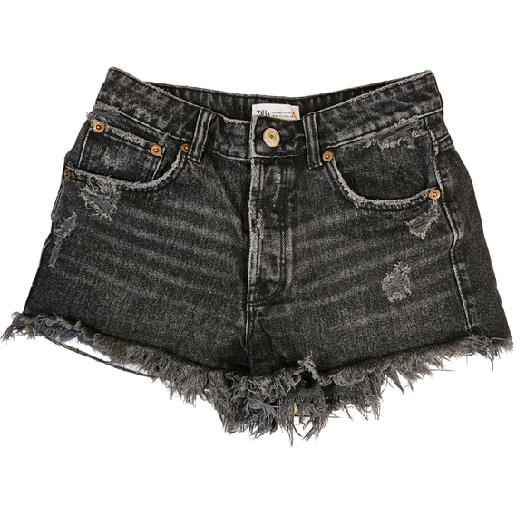 Zara Pants - Zara Distressed Jean Cut Off Shorts, Black, US Size 2